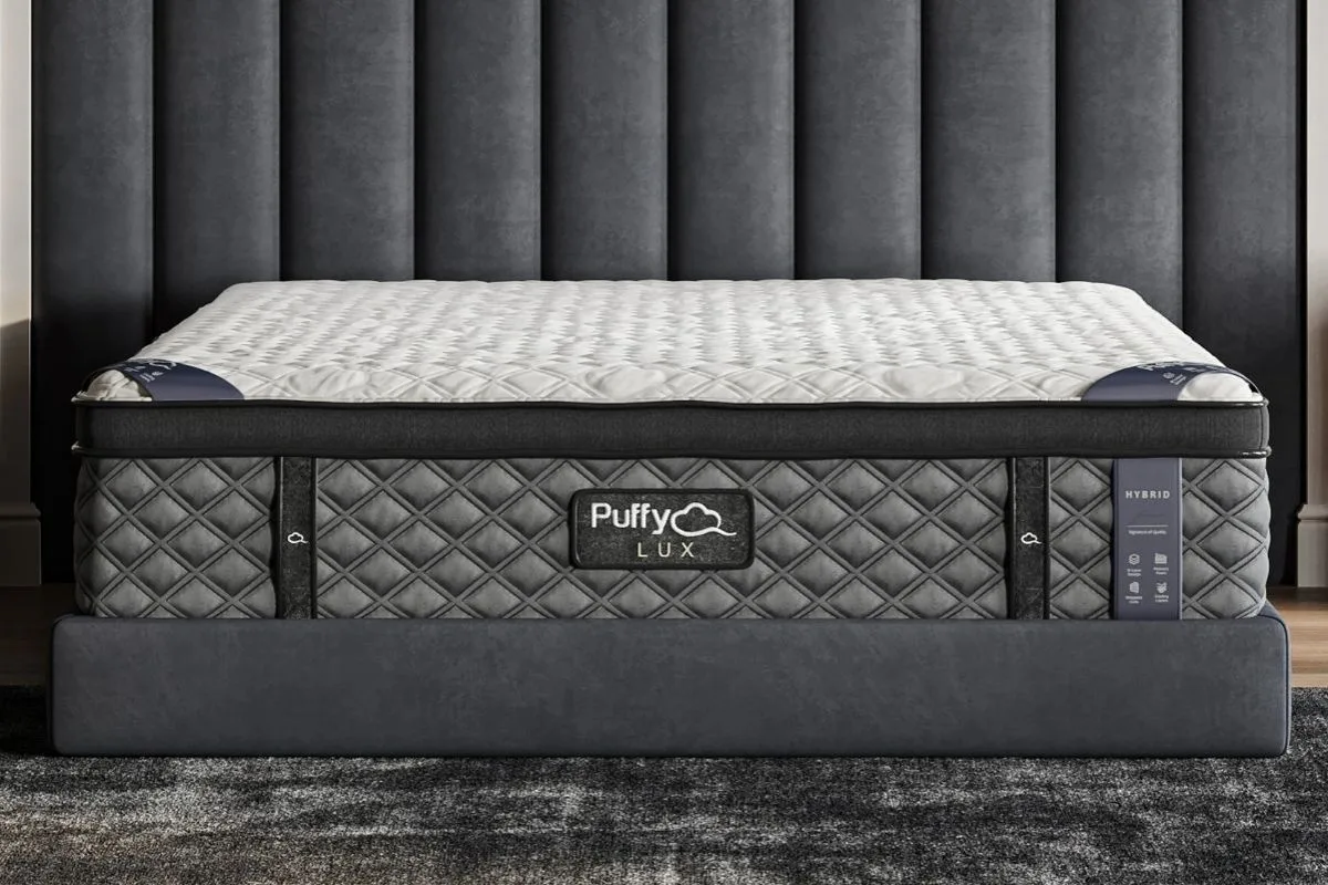 Puffy Lux hybrid mattress design showcasing support layers suited for split king configurations