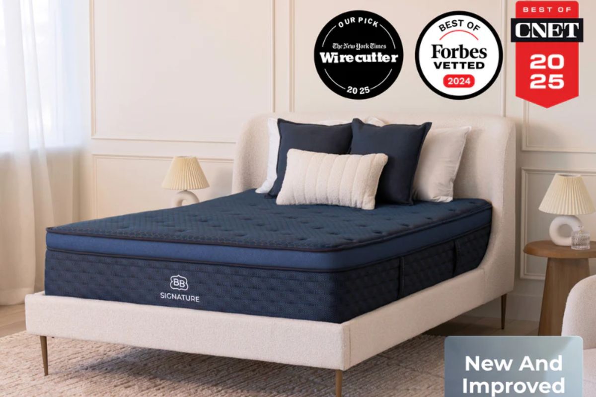 The Brooklyn Bedding Signature Hybrid with accolades: Our pick The New York Times Wirecutter 2025, Best of Forbes Vetted 2024, and Best of CNET 2025.