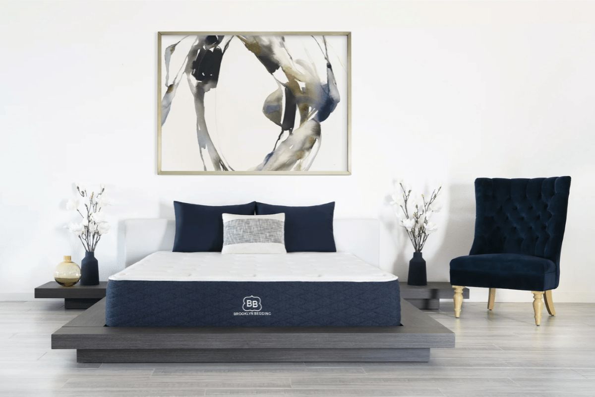 Brooklyn Bedding Signature Hybrid mattress in bedroom setup showing real-life use during trial period