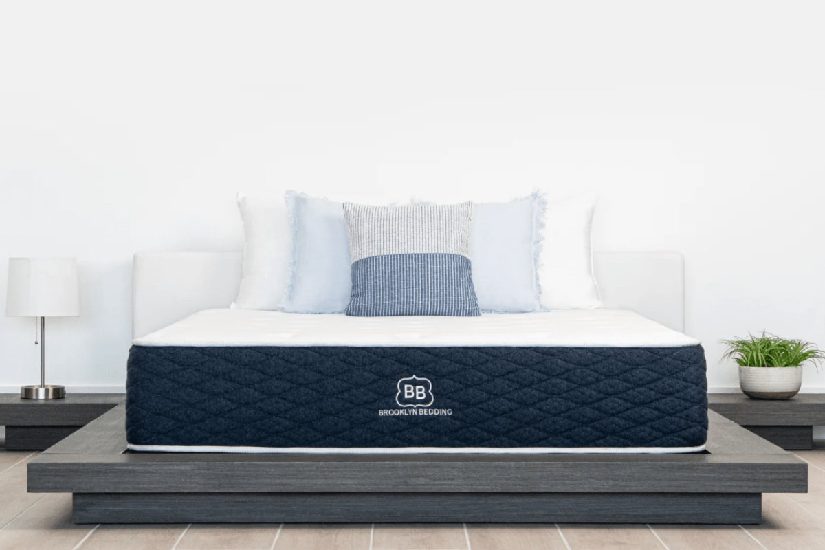 Brooklyn Bedding Signature Hybrid mattress correctly set up on bed frame to avoid voiding warranty