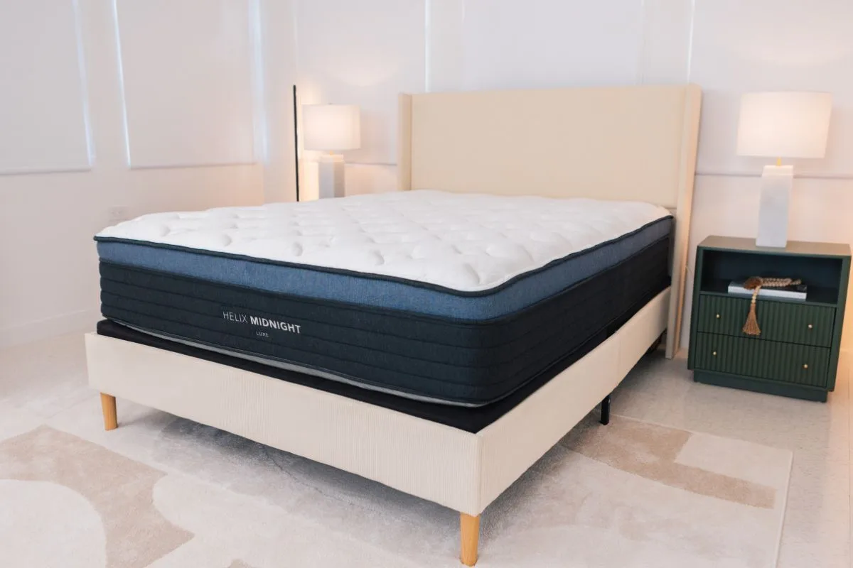 The Helix Midnight Luxe in a bedroom.