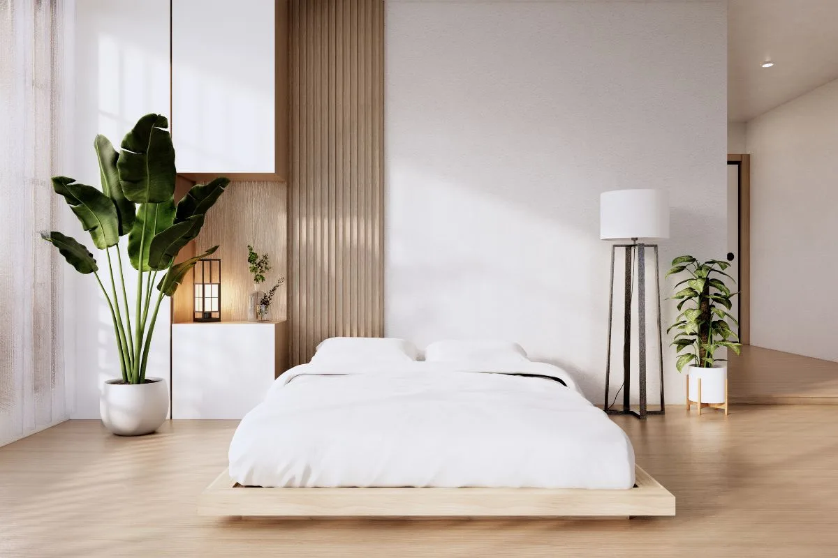 How Tall Is a King Size Bed? Minimalist platform king bed demonstrating lower overall bed height and frame design