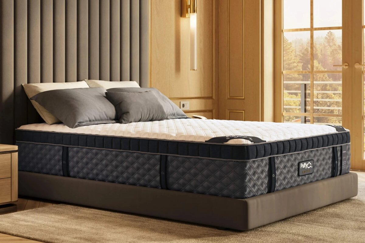 The Puffy Lux mattress in a bedroom.