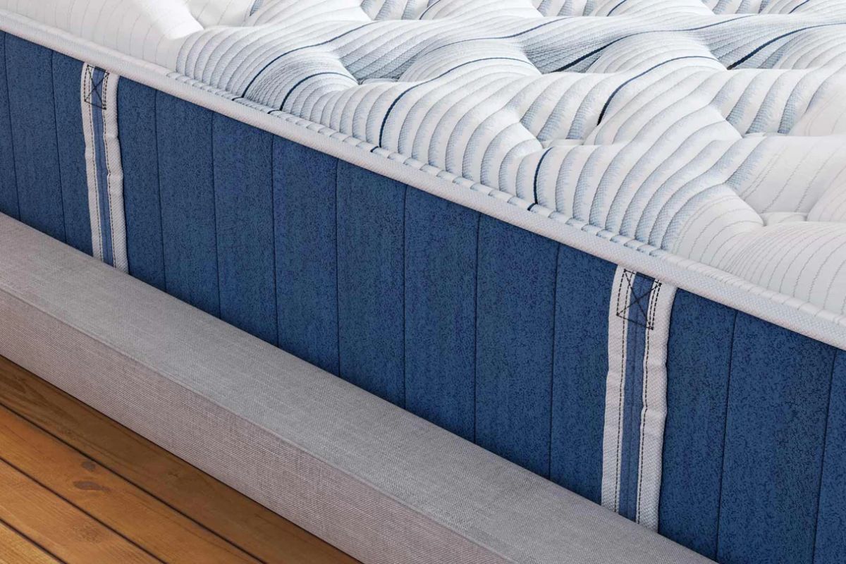 Close-up of Bear Elite Hybrid mattress edge and stitching highlighting construction quality and durability