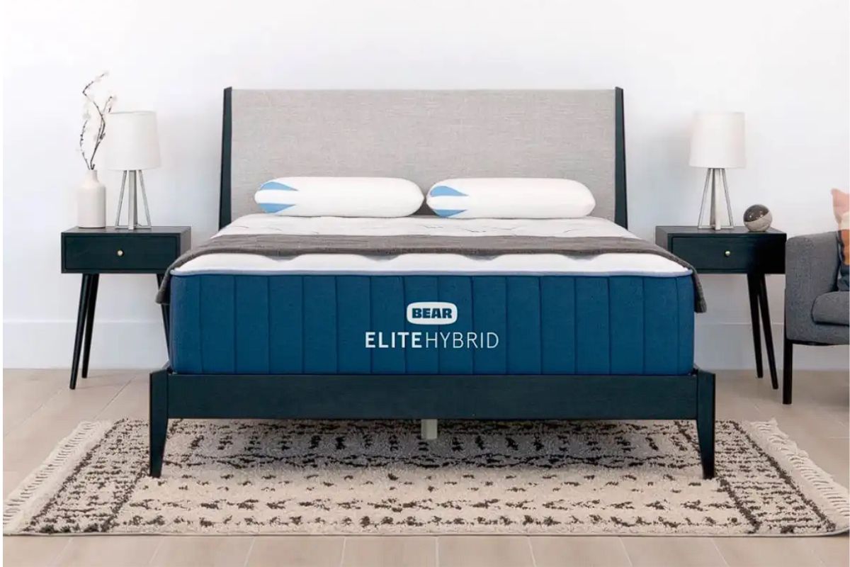 Bear Elite Hybrid mattress on bed showing overall design and build quality for safety and durability