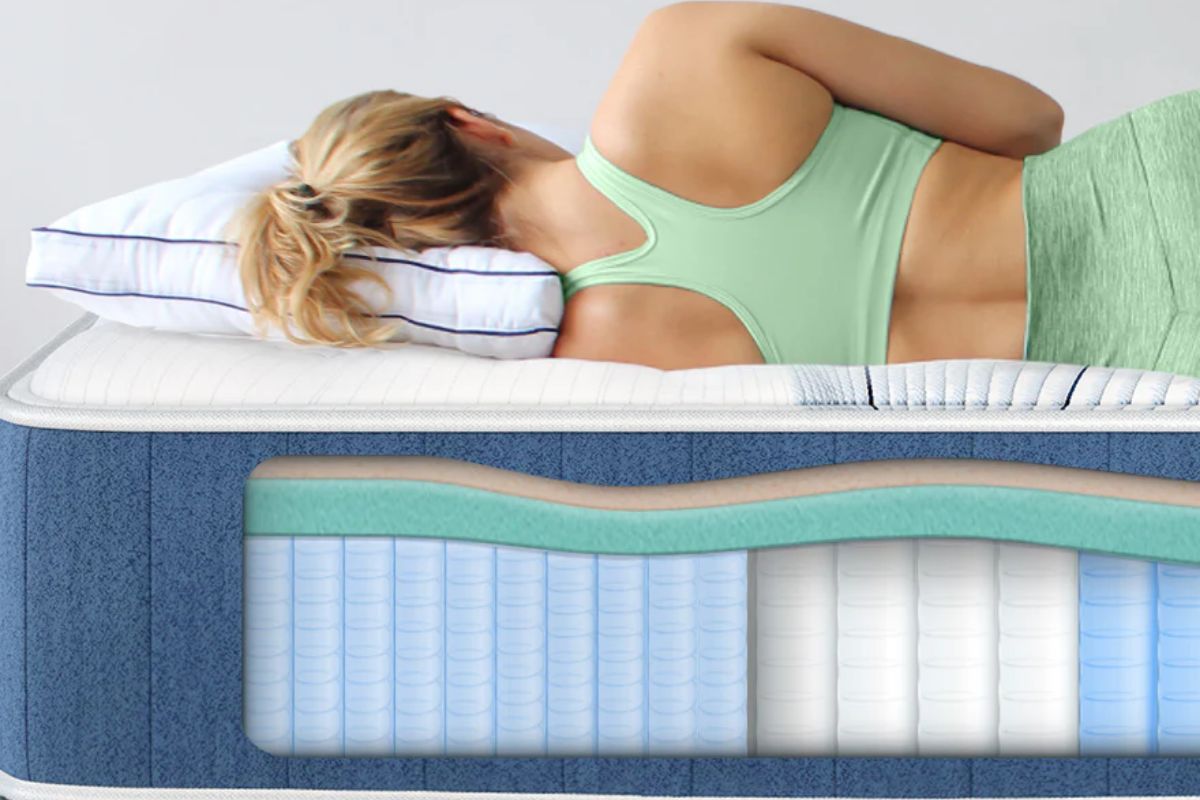 Side sleeper on Bear Elite Hybrid mattress illustrating comfort evaluation during return trial period