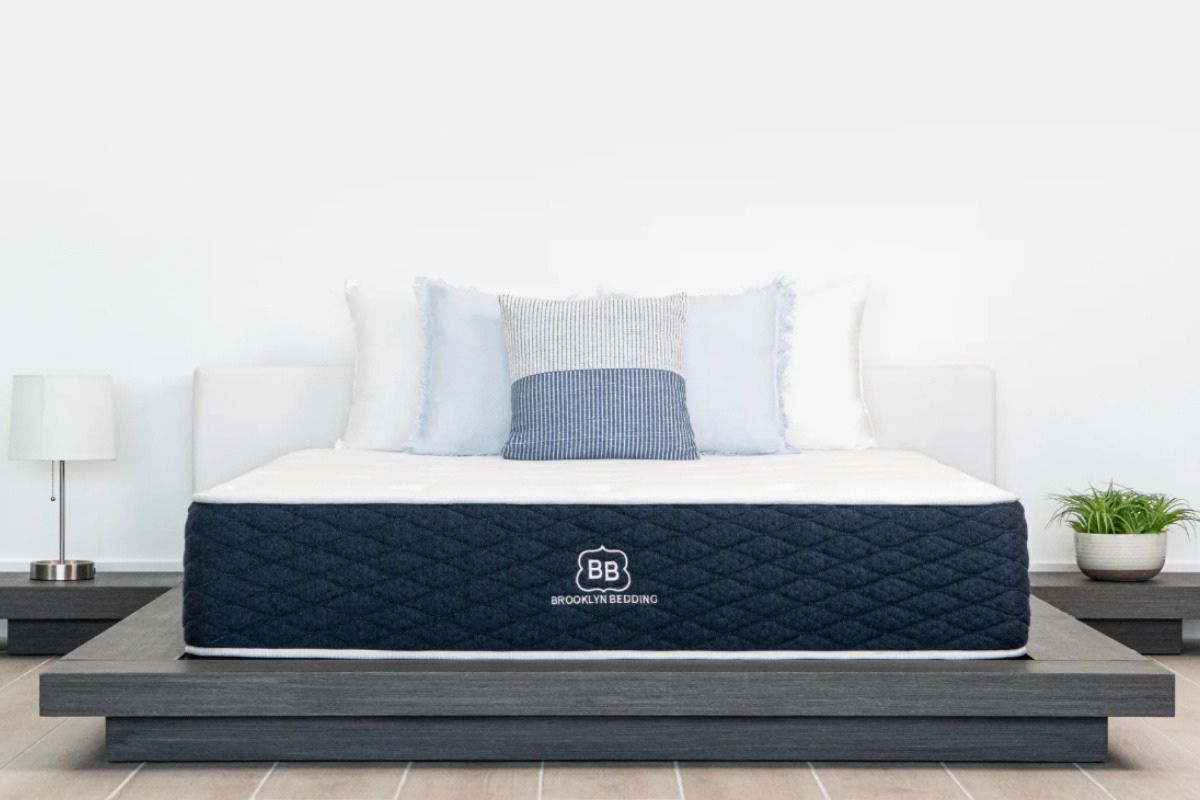 Brooklyn Bedding mattress on modern platform bed demonstrating balanced comfort and support for Twin XL size