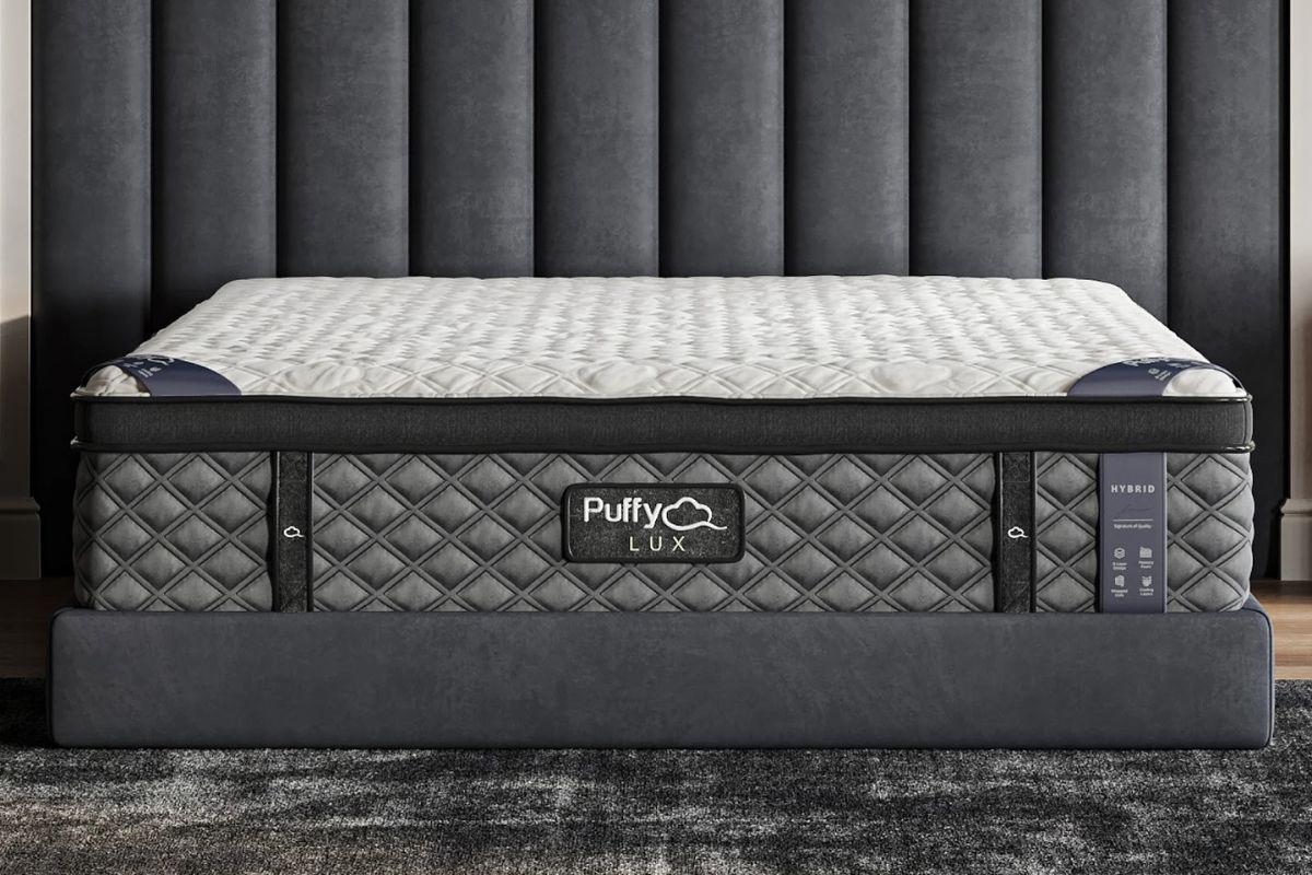 Puffy Lux hybrid mattress close-up showcasing plush comfort layers and strong support system