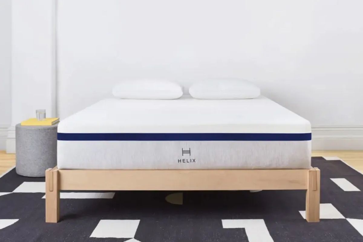 Helix Midnight mattress properly supported on a platform bed to meet warranty requirements