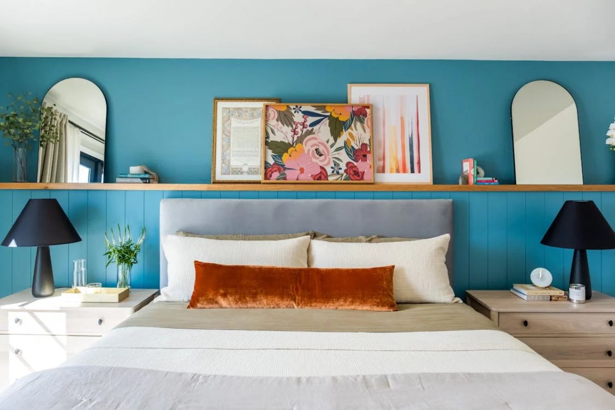 How Long is a California King Bed? Stylish bedroom with large bed illustrating California king size width and length in real space
