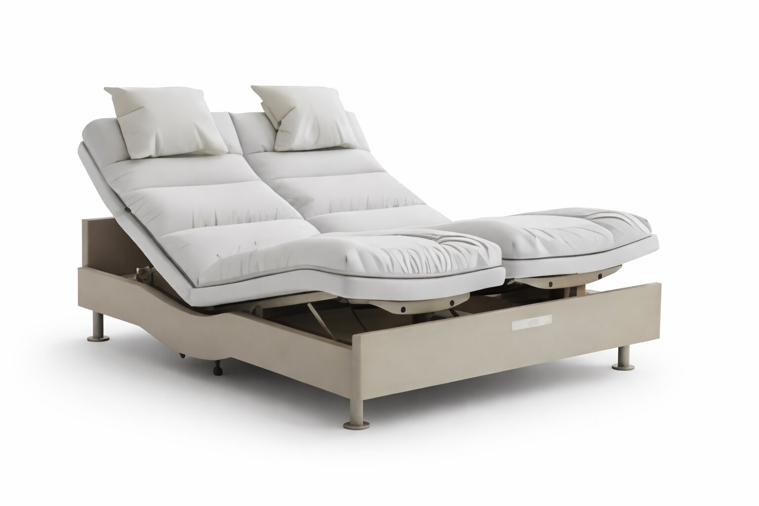 split king adjustable bed with dual reclining mattresses and pillows for personalized comfort