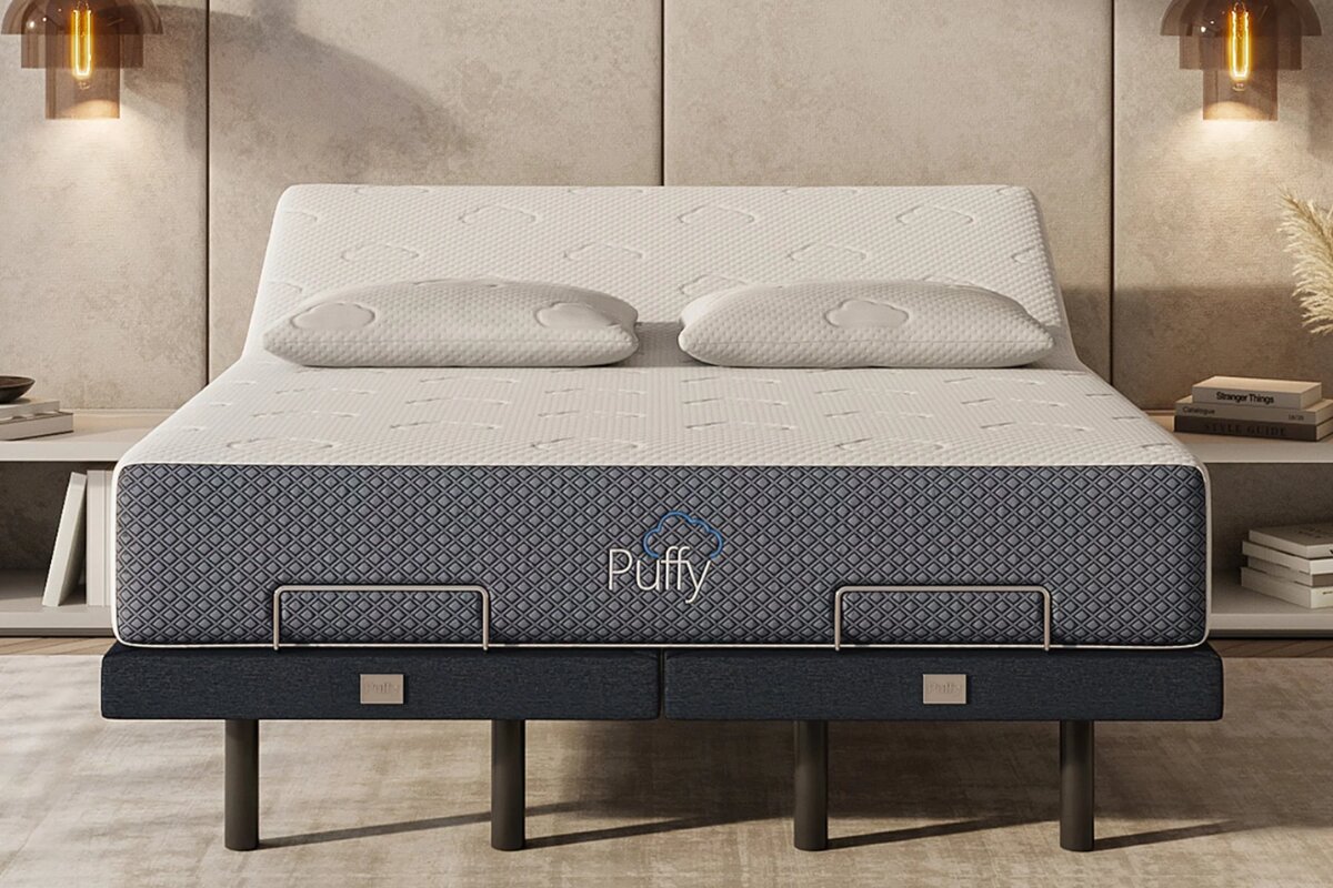The Puffy Cloud mattress in an adjustable base. 
