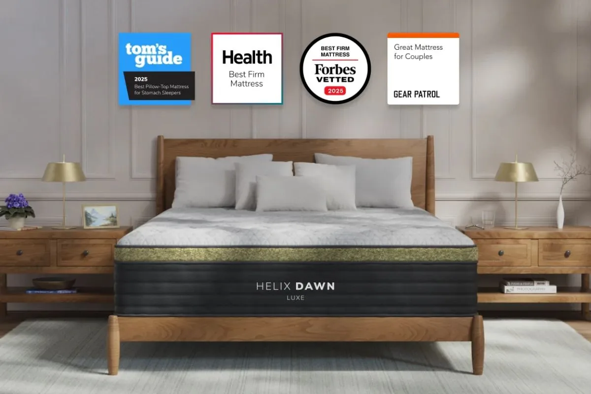 The Helix Dawn Luxe with accolades from Tom's guide, Health, Forbes vetted and Gear Patrol.