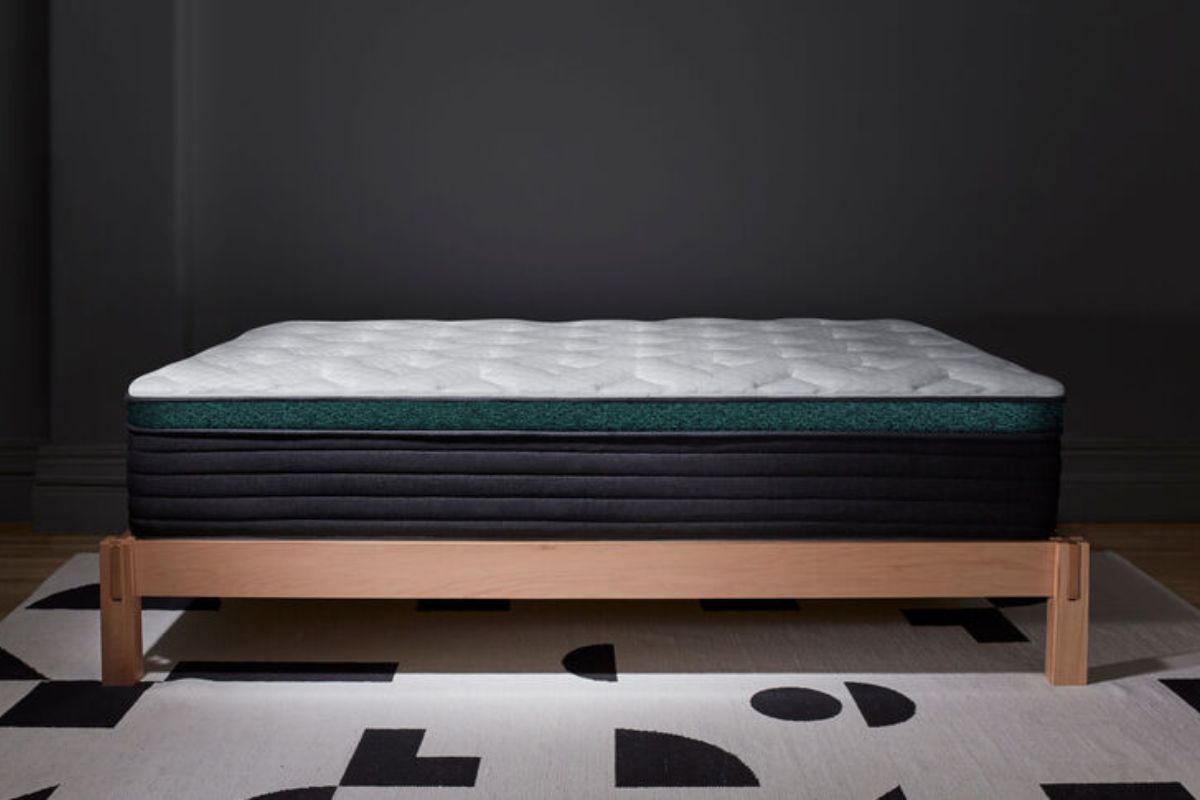 The Helix Twilight Luxe on a bedframe.