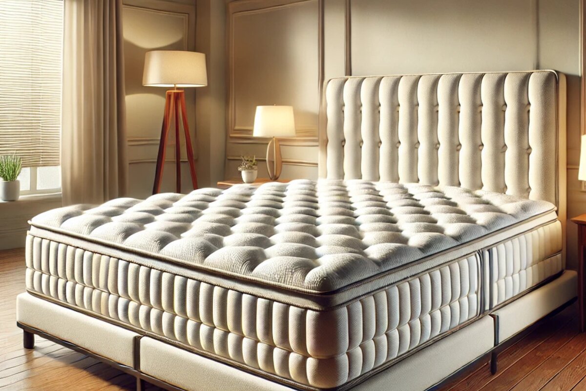 tufted queen mattress with thick pillow top in modern bedroom