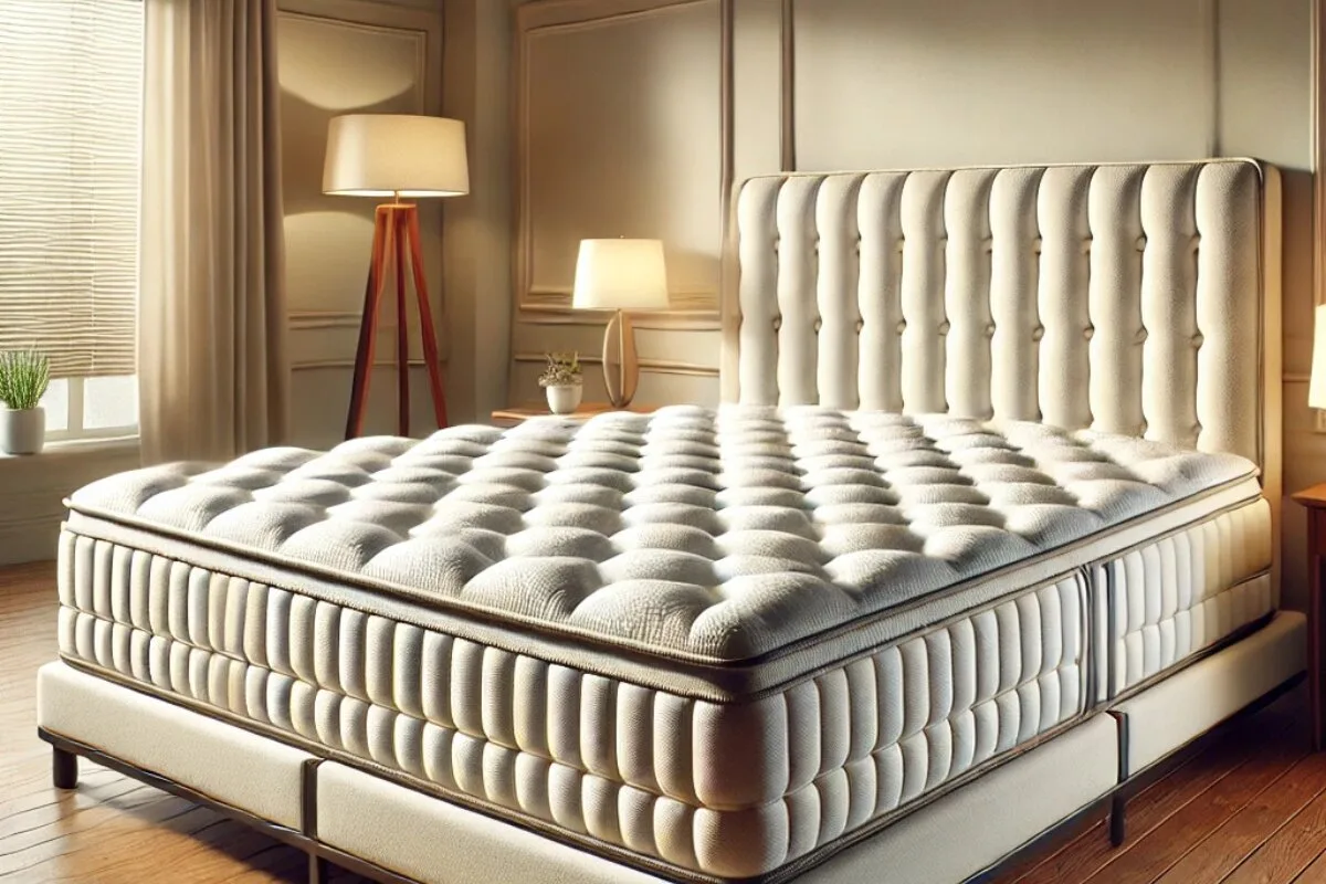 tufted queen mattress with thick pillow top in modern bedroom