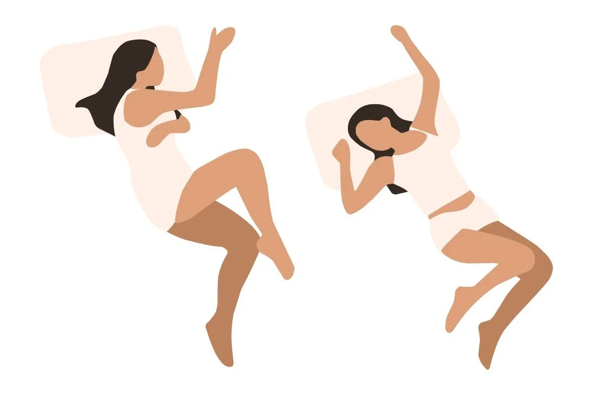 A diagram of 2 women sleeping.