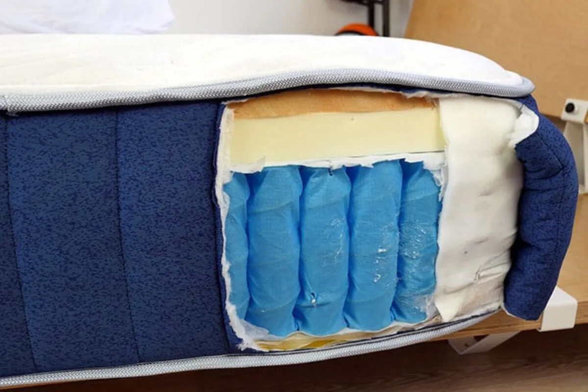 cutaway view of bear original mattress showing foam layers and pocketed coil support system