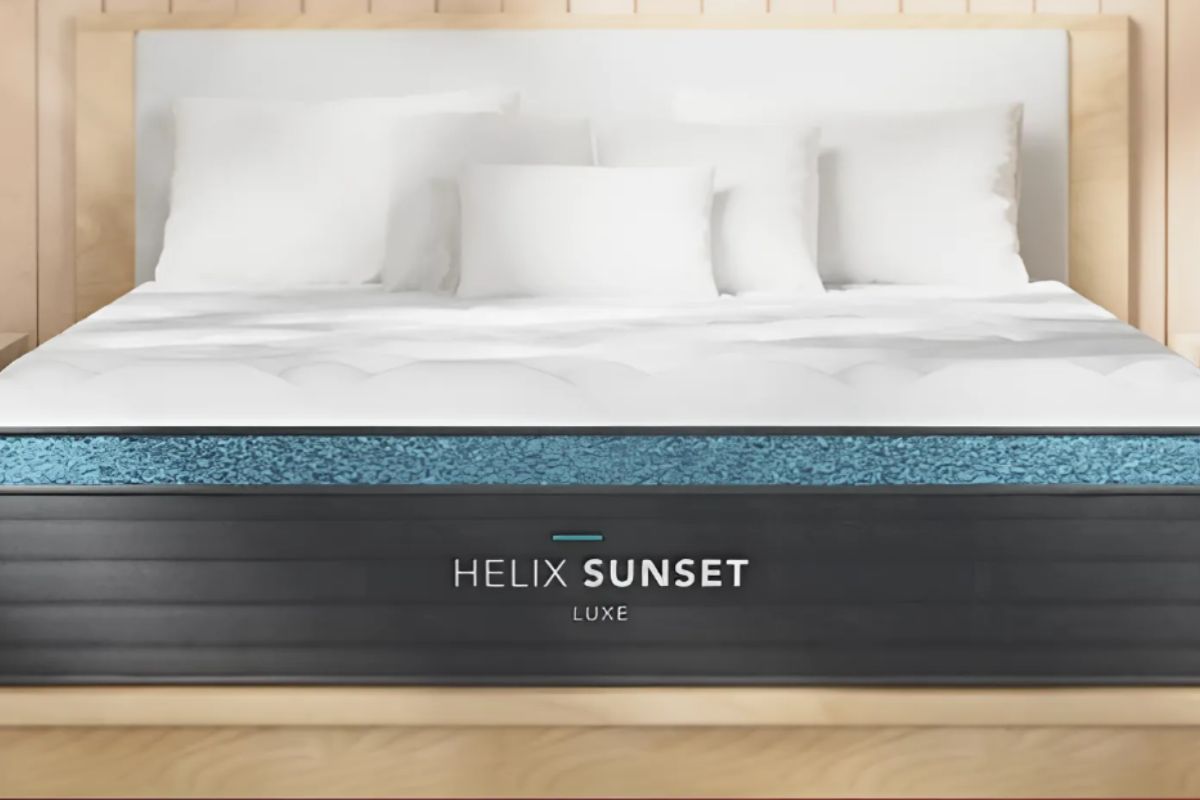Full view of the Helix Sunset Luxe mattress showing the product customers receive and may return during the trial period
