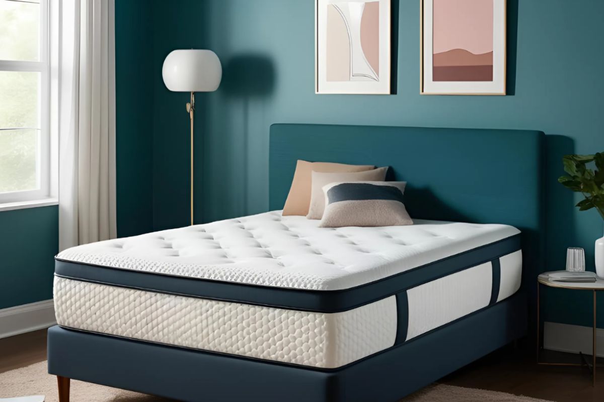 Plush mattress on a supportive bed frame illustrating how a sturdy foundation can help make a plush mattress feel firmer