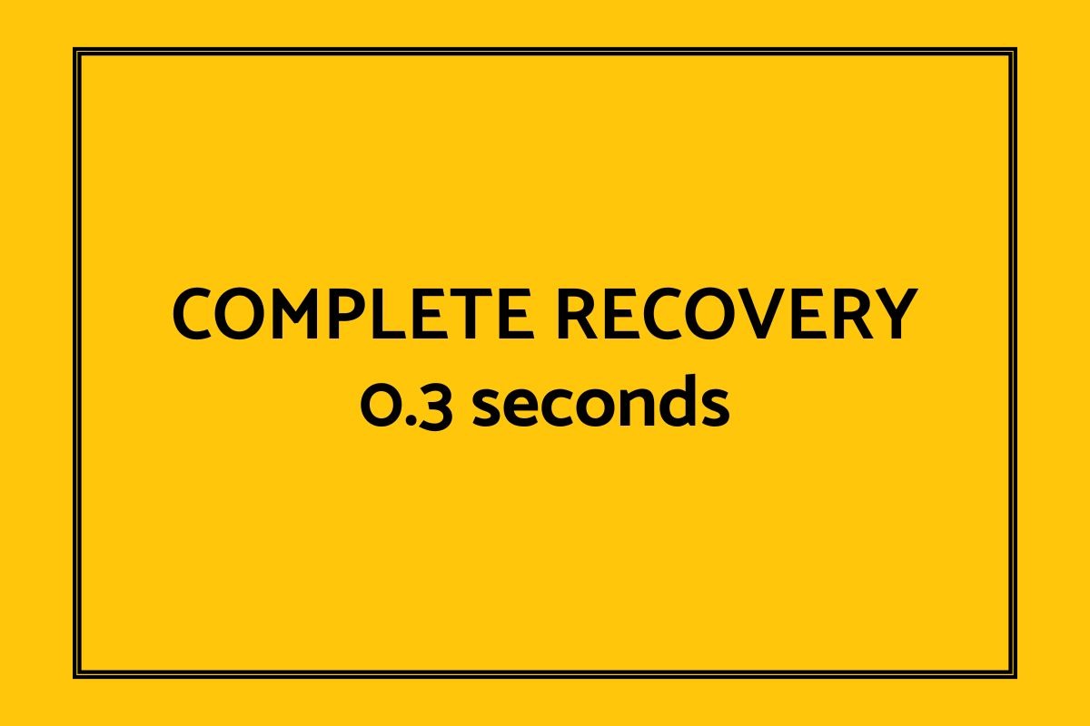Complete recovery 0.3 seconds.