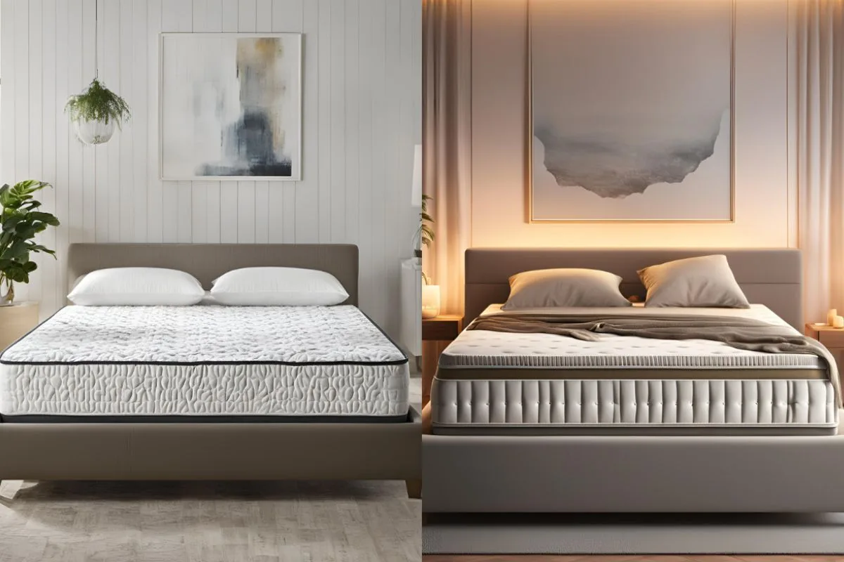 Hand pressing into a plush mattress surface to demonstrate the soft cushioning and contouring feel of plush comfort layers
