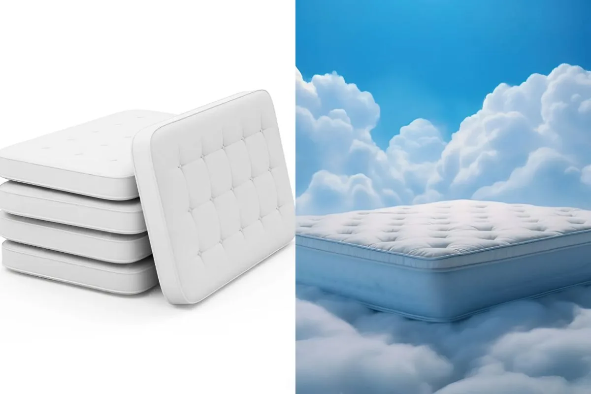 Comparison image showing plush mattress softness versus medium mattress support levels for different sleep preferences