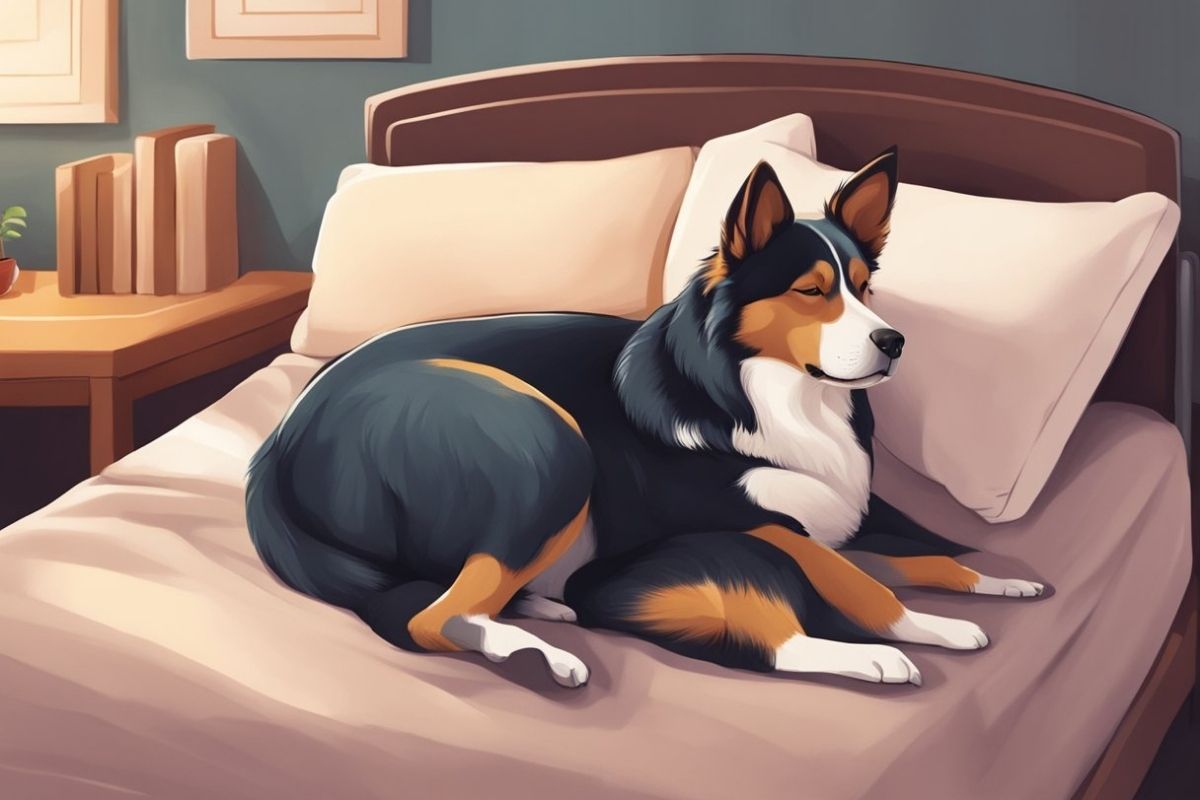Dog sleeping comfortably on a bed illustrating one reason pet owners allow dogs to sleep in their bed for comfort and companionship