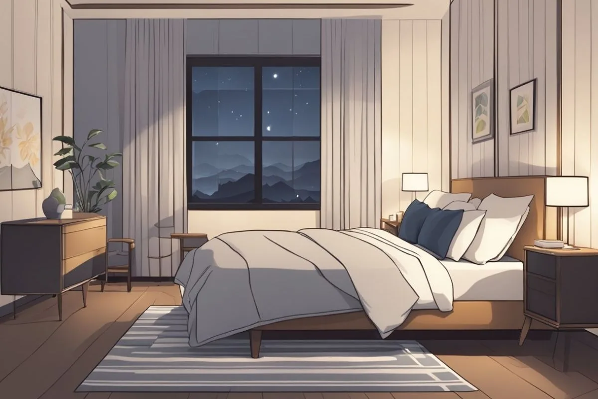 Sleep Hygiene: Expert Recommendations for Better Sleep Quality Comfortable bedroom with plants and warm lighting representing a calming nighttime routine for improved sleep quality