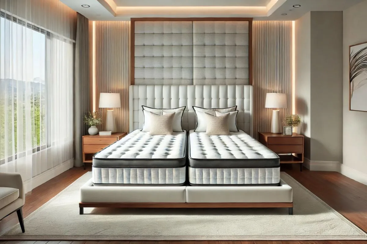 Two Twin XL Beds Together Make What Size Bed? Twin XL beds combined on one frame to create a split king mattress arrangement