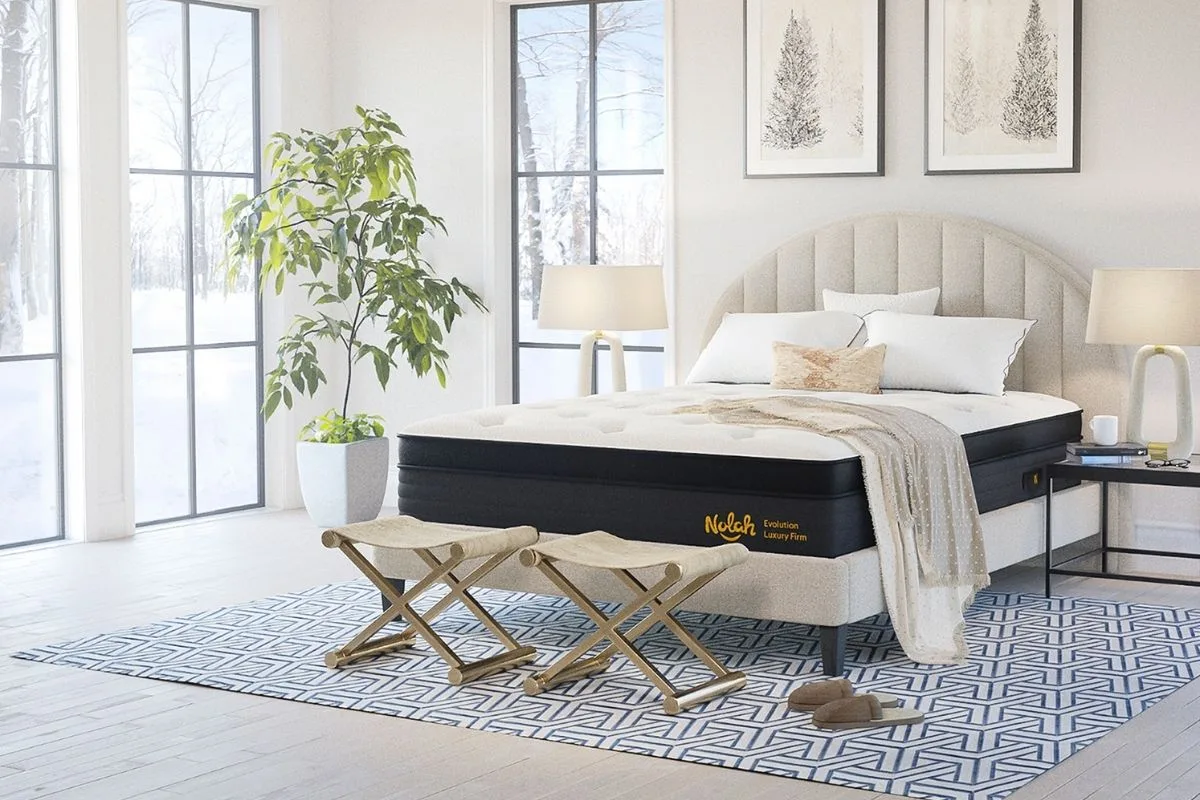 Best Lights for Sleep: What Color Light Helps You Sleep? Bright modern bedroom featuring a supportive mattress and sleep-friendly lighting setup for improved nighttime comfort