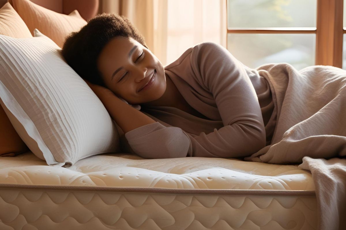 Is a Medium Mattress Good? Woman sleeping comfortably on a medium mattress designed to balance softness and full-body support