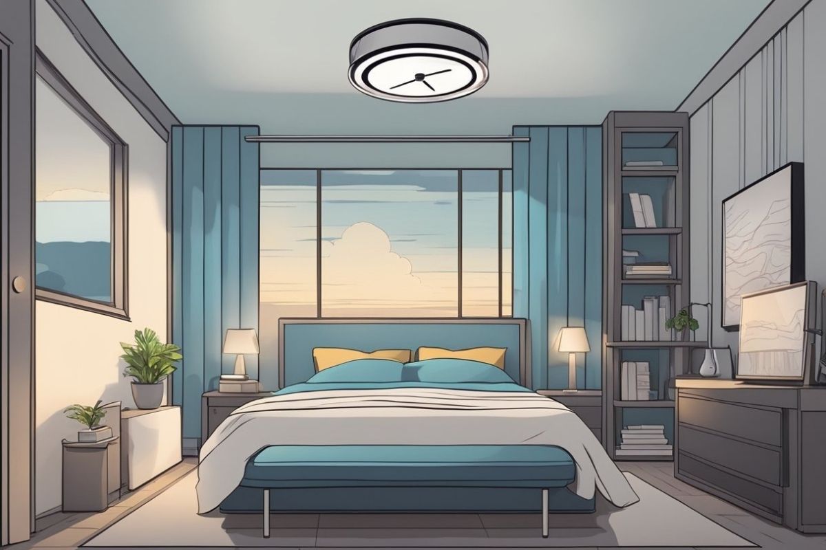 Understanding the Stages of Sleep: Light, Deep, and REM Explained Modern bedroom with calming blue tones representing an ideal sleep environment for healthy sleep stages