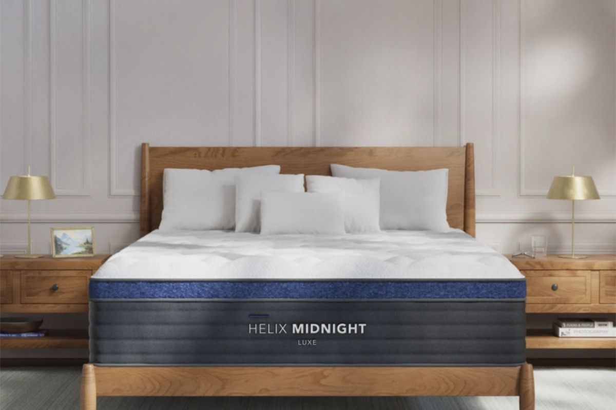 Understanding the Stages of Sleep: Light, Deep, and REM Explained Helix Midnight Luxe mattress displayed in a bedroom to represent mattress support for light sleep, deep sleep, and REM sleep cycles