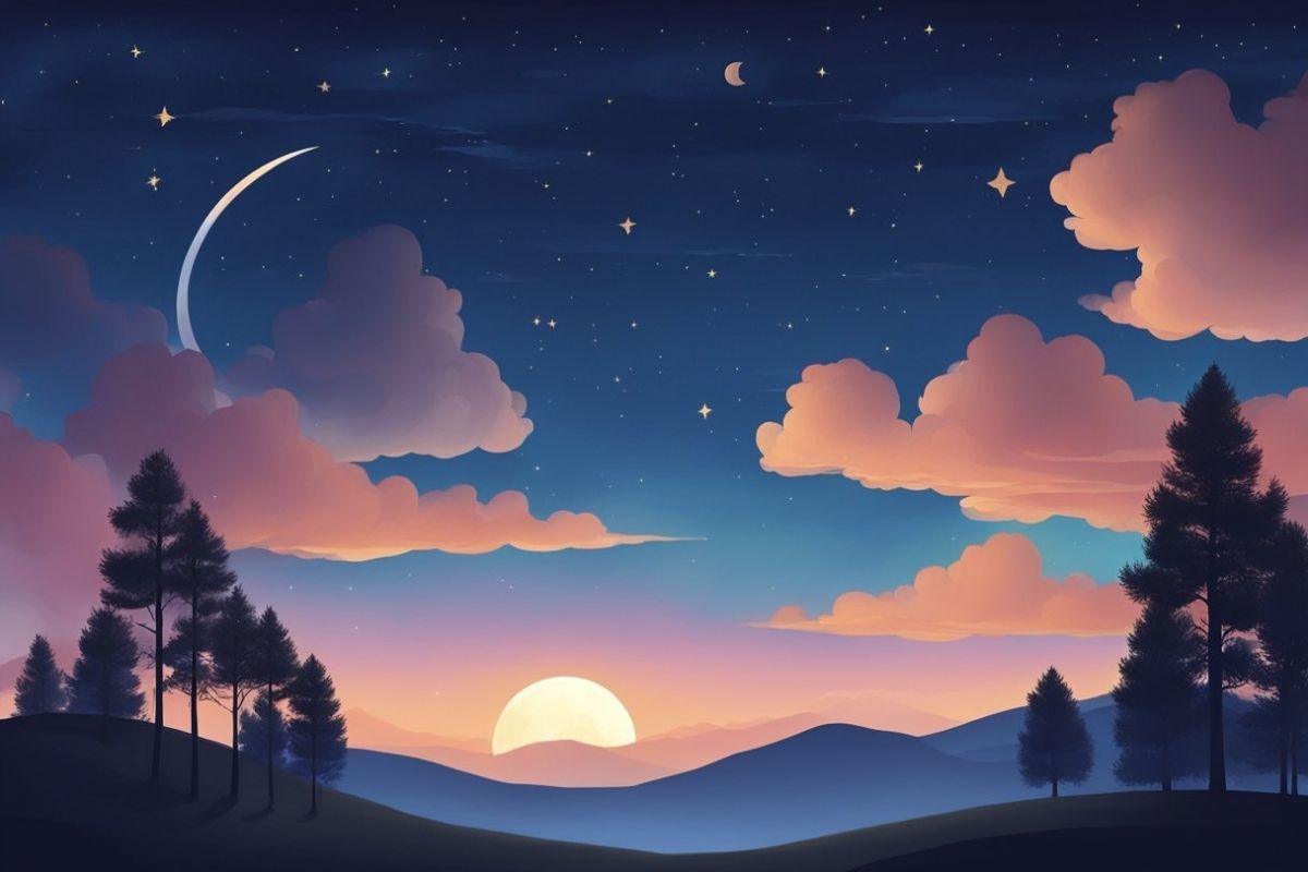 Understanding the Stages of Sleep: Light, Deep, and REM Explained Peaceful night sky with stars and moon illustrating the natural sleep cycle and nighttime rest environment