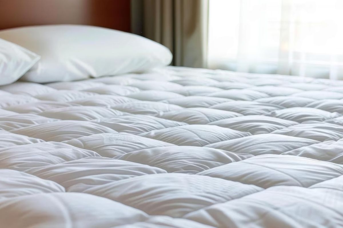 Close-up of an ultra plush mattress showing deep tufted padding and soft comfort layers for a cloud-like sleep feel
