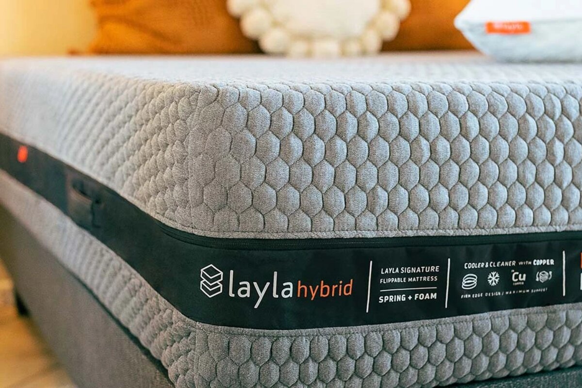 Close up of the Layla Hybrid Mattress.