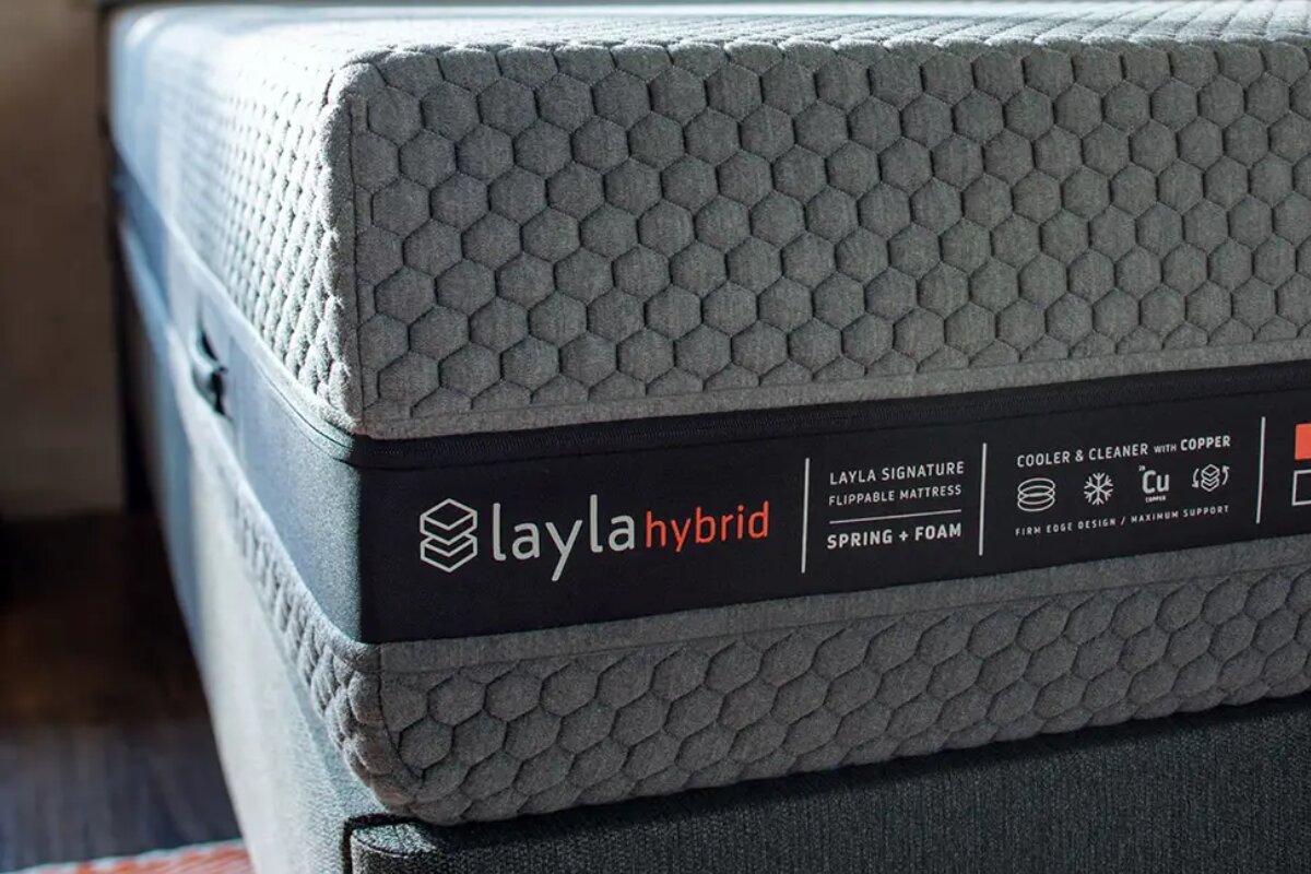 Close up of the Layla Hybrid Mattress.