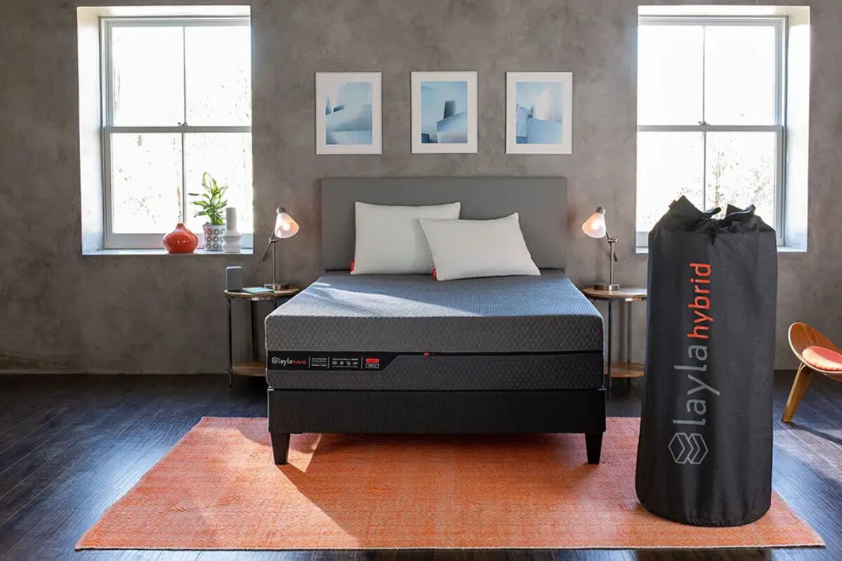The Layla Hybrid Mattress with the cover.