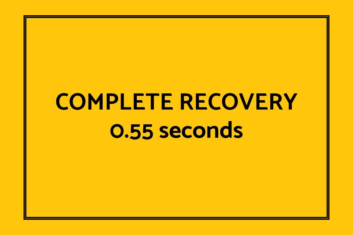 Completely recovered 0.55 seconds.
