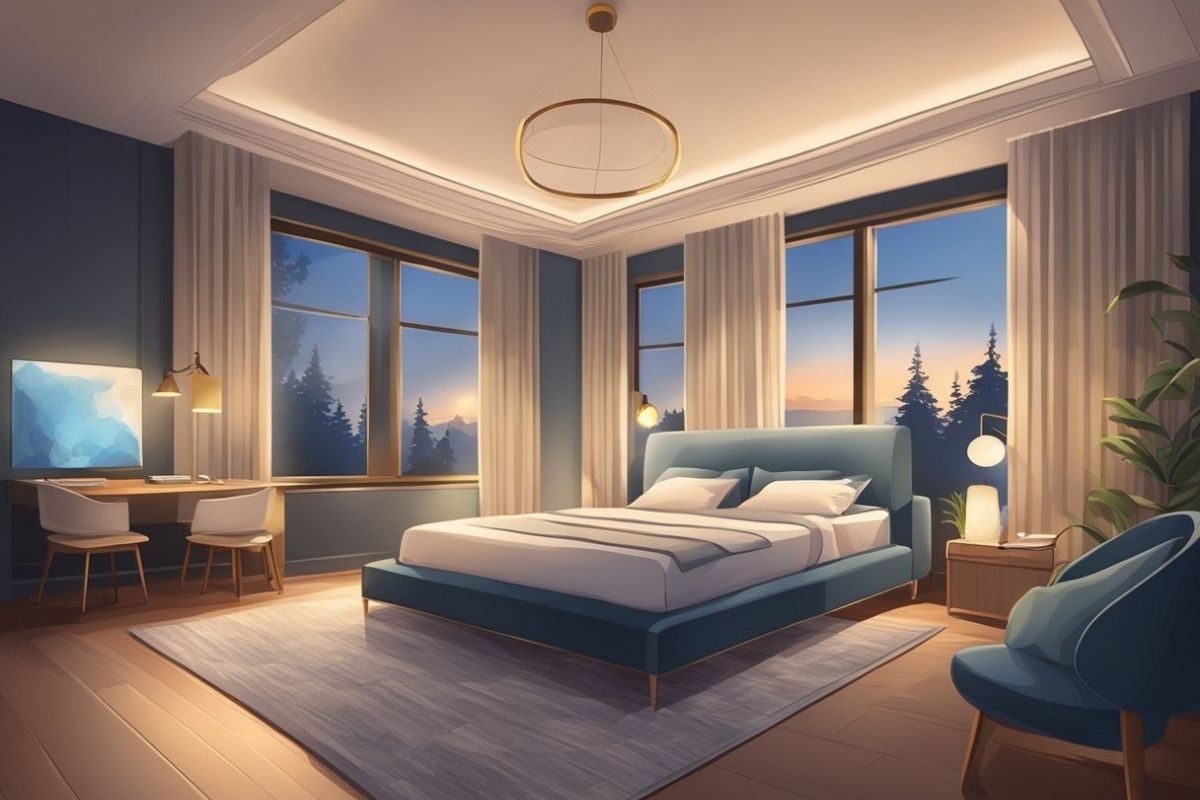Comfortable modern bedroom setup created to encourage healthy sleep patterns and overall wellness