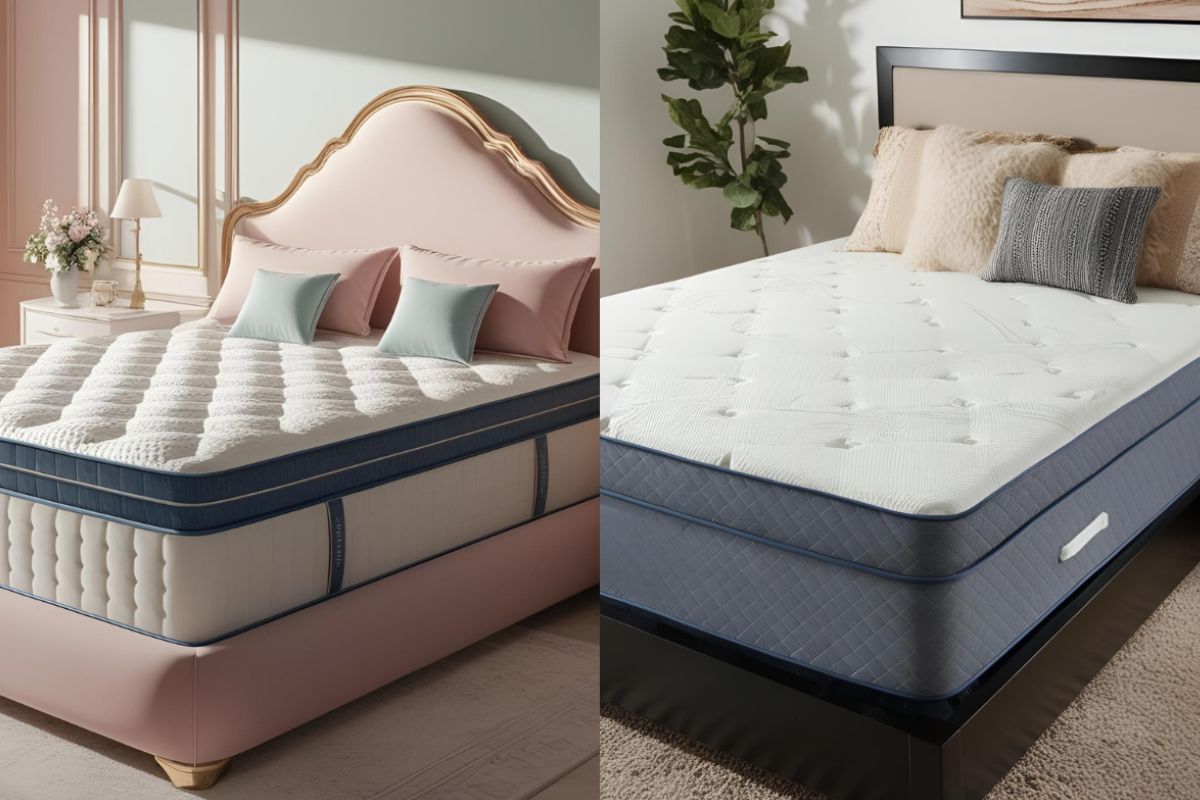 Side-by-side comparison of soft and medium mattresses highlighting differences in cushioning, contouring, and overall support