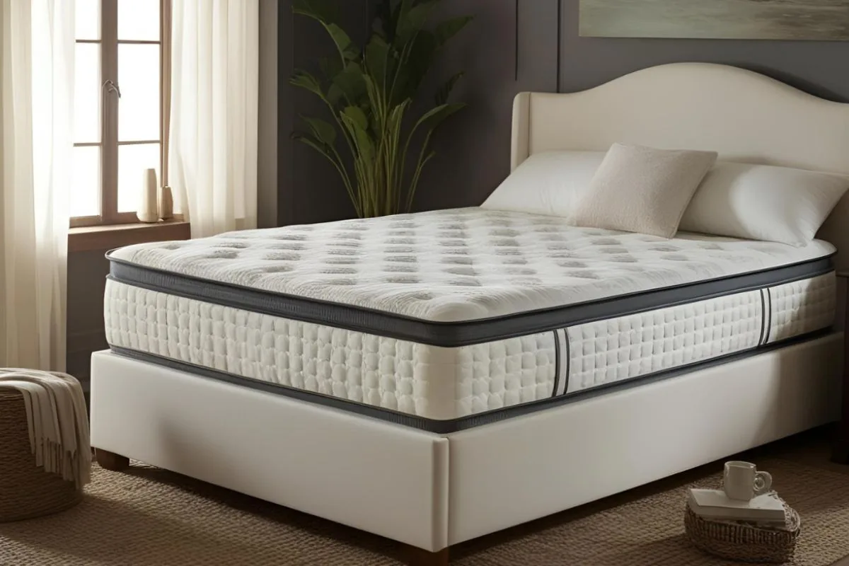 Modern pillow-top mattress displayed in a bedroom representing how mattress design has evolved over time