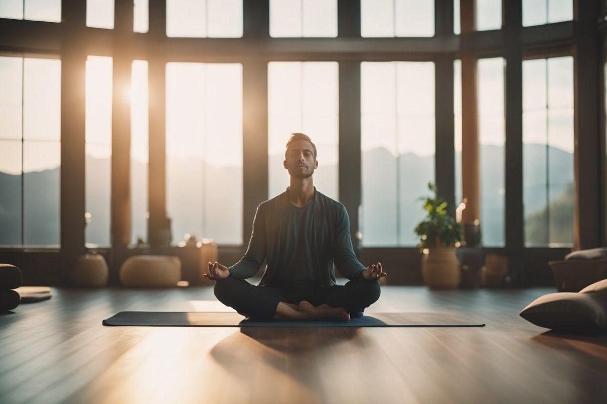 Yoga Nidra for Sleep: Achieve Deep Rest With Guided Meditation Person meditating in a quiet studio demonstrating the focused awareness and relaxation techniques used in Yoga Nidra for sleep