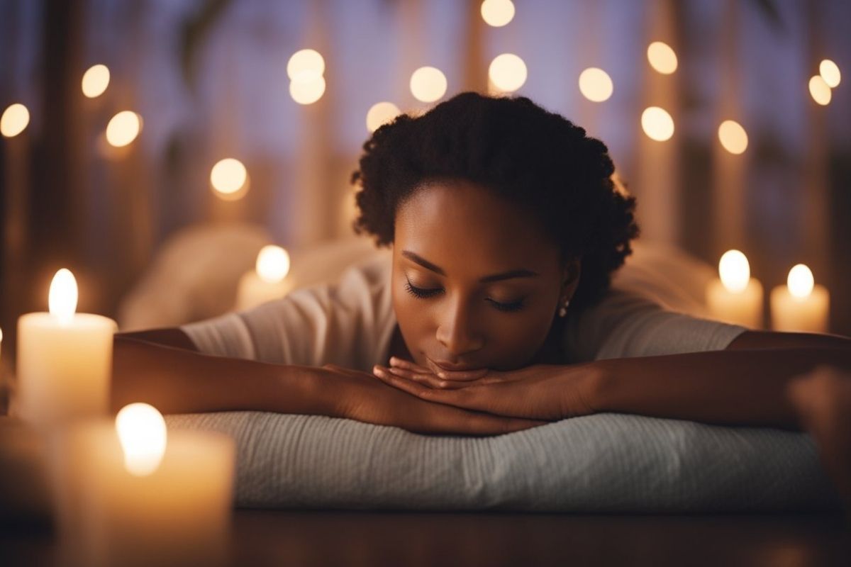 Yoga Nidra for Sleep: Achieve Deep Rest With Guided Meditation Relaxed participant lying comfortably during a Yoga Nidra practice session aimed at reducing stress before bedtime