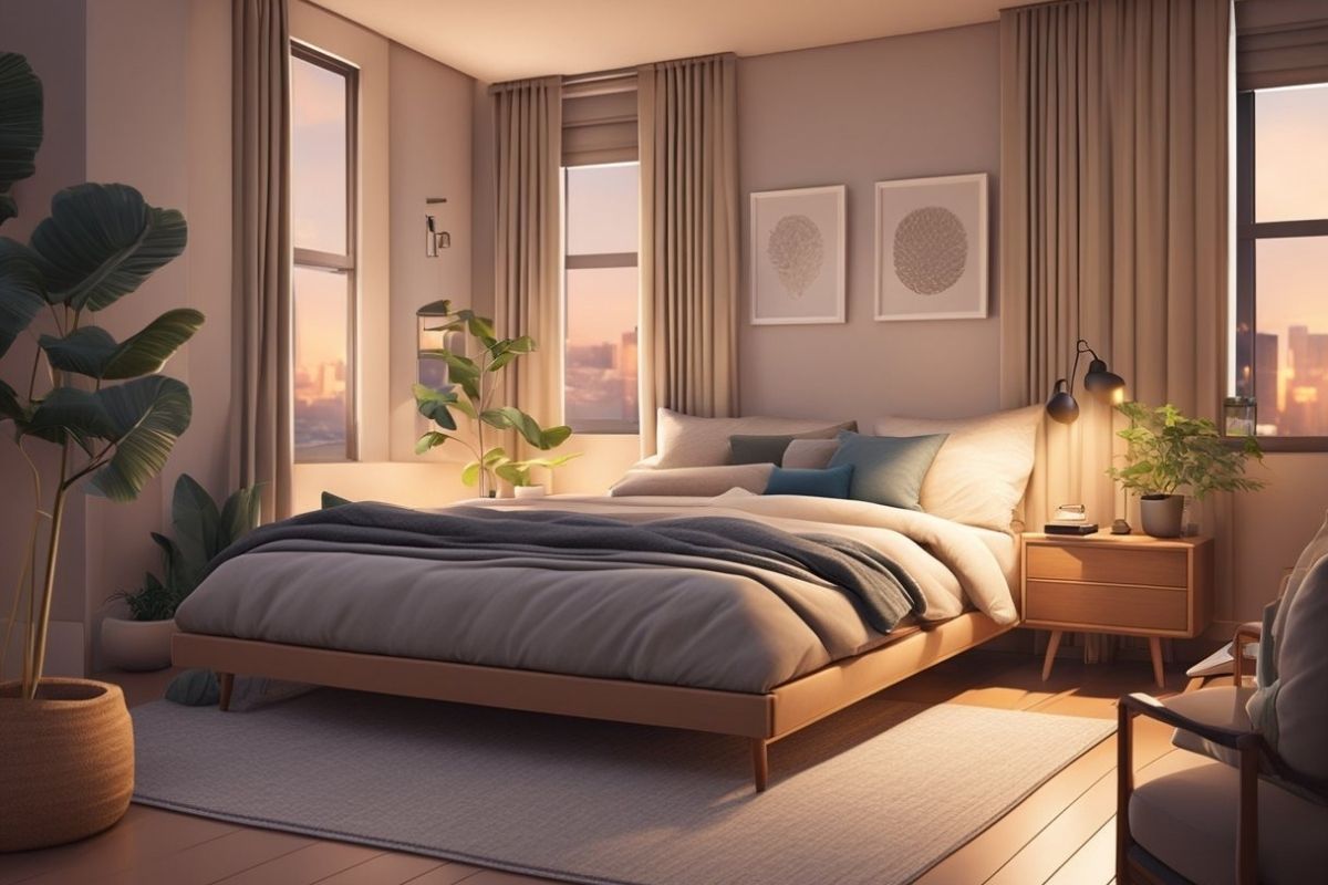 Calm bedroom setup designed to promote better sleep comfort for people with lower back pain