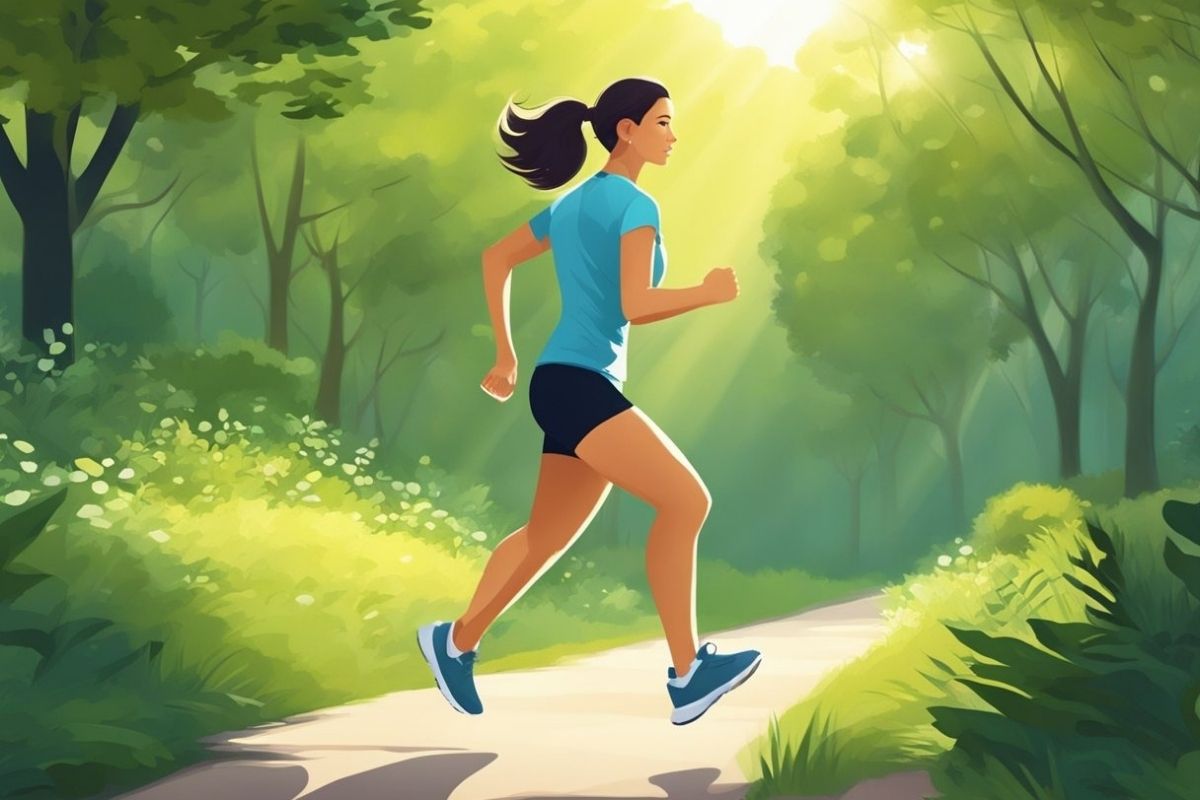 Woman walking outdoors representing exercise and movement tips that can help reduce lower back pain and improve sleep