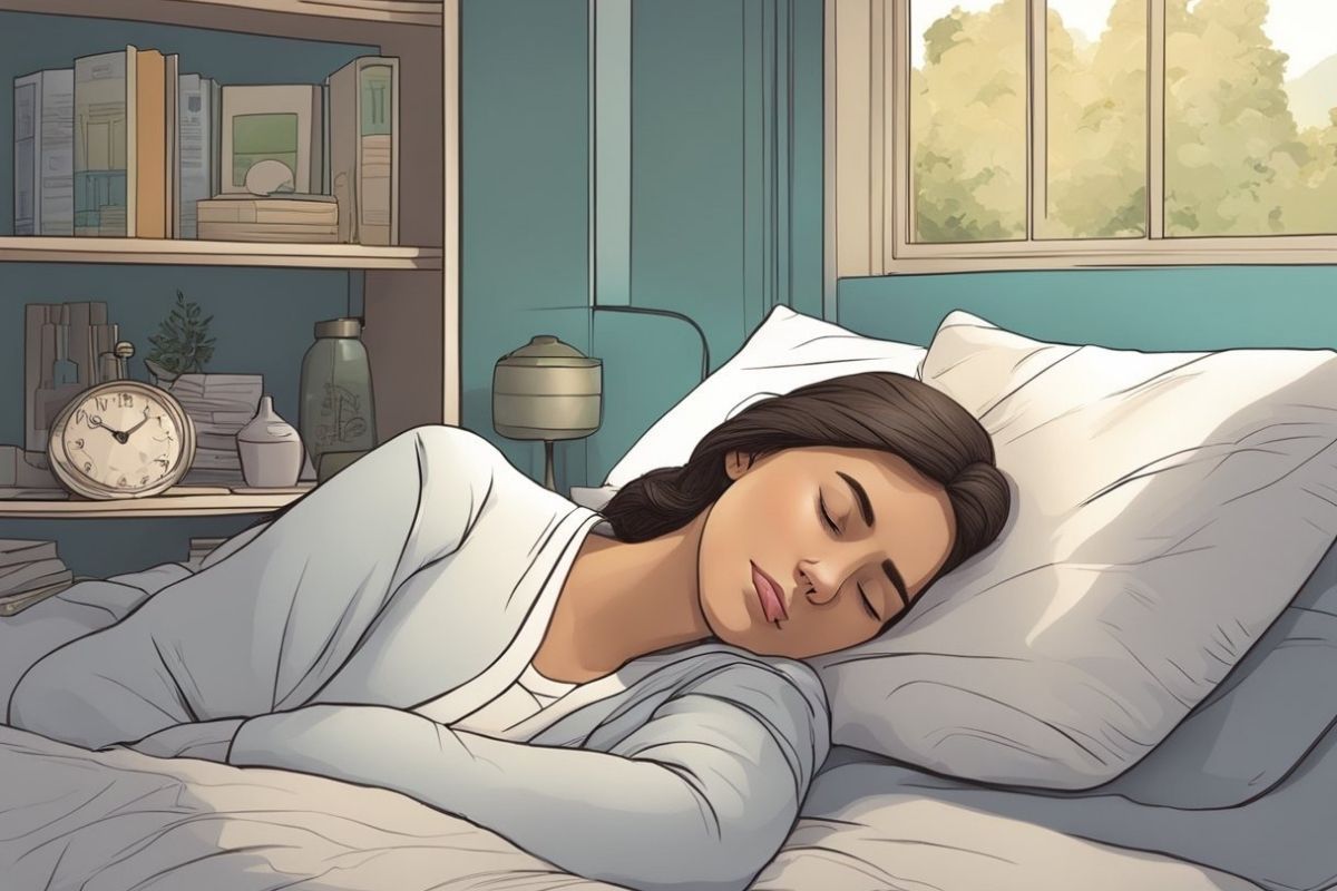 Peaceful sleeper in bed representing healthy sleep habits while discussing Ozempic and sleep quality
