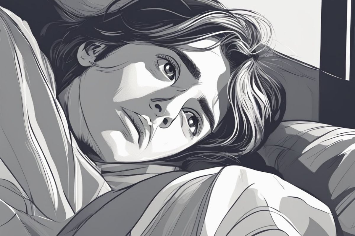 Woman lying awake in bed illustrating insomnia symptoms that may be linked to Ozempic side effects