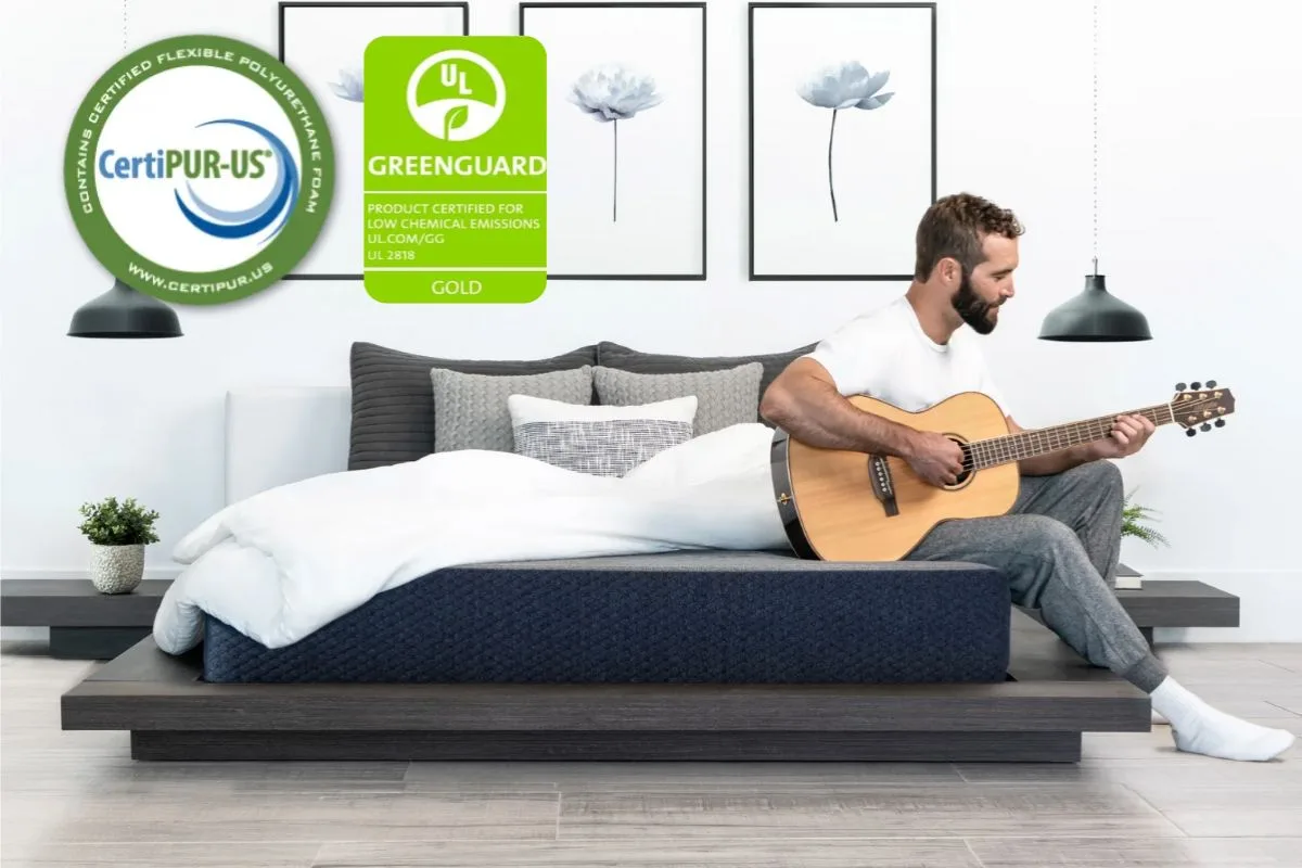 Dreamfoam Essential mattress with CertiPUR-US and GREENGUARD Gold certifications emphasizing low chemical emissions and material safety
